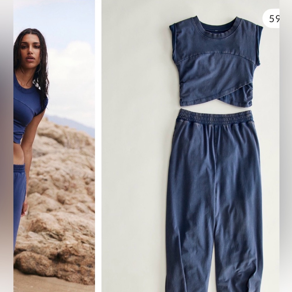 NWT Free People hotshot crossover SET size Large midnight NAVY - Picture 2 of 5